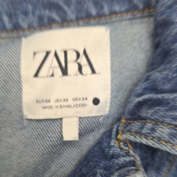 Zara Zw Blue Denim Belted Dress - Picture 7 of 9